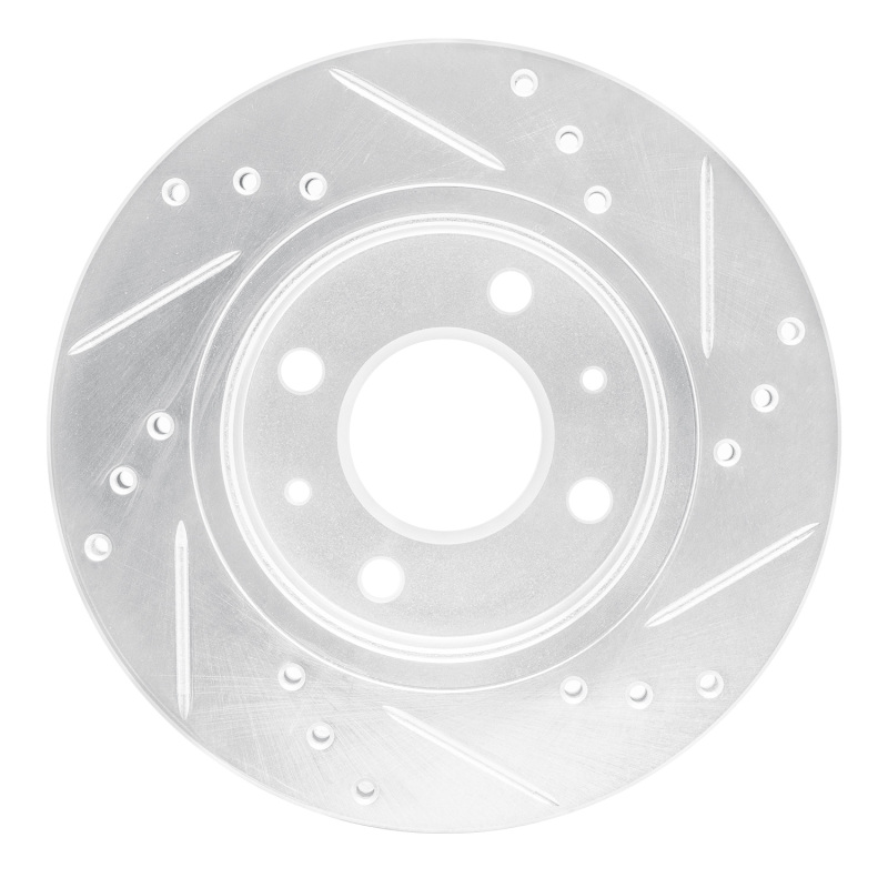 Nissan NX Brake Rotor (1) - Front Left - R1 Concepts - Drilled & Slotted - Silver - `86-`17